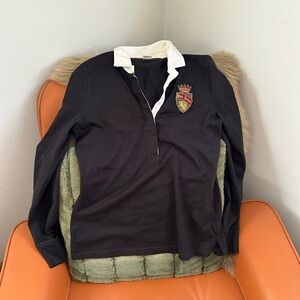 Vintage Y2K Polo Jeans Black Long Sleeve Polo with embroidered emblem